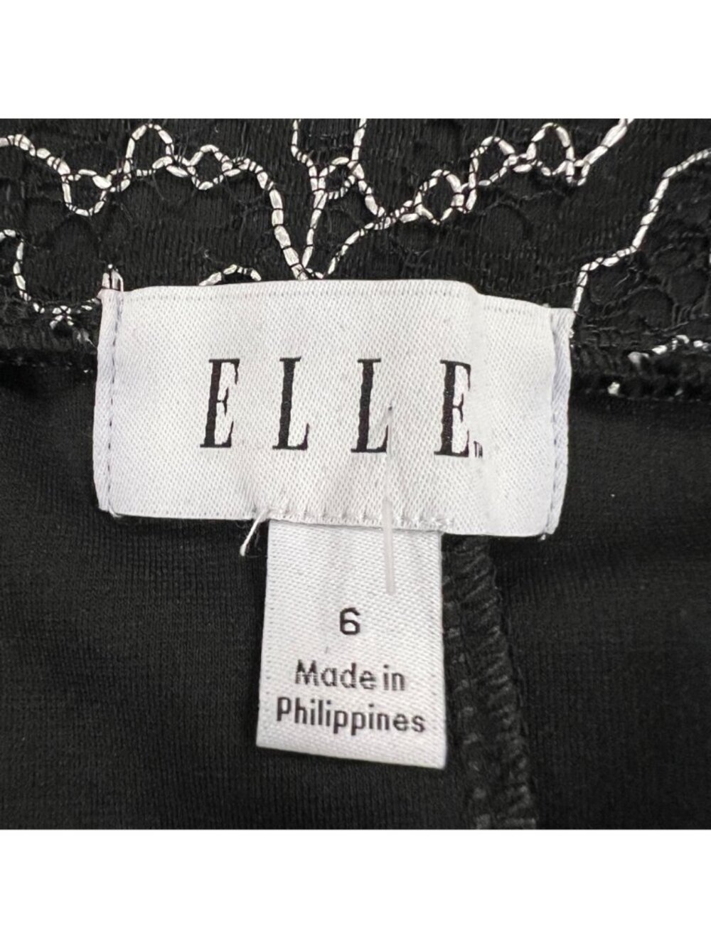 ELLE Womens Lace Pencil Skirt Black/White Pull On Knee Length Size 6 - Picture 5 of 6